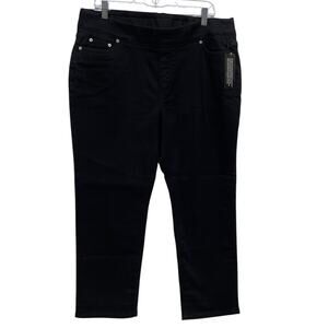 Denim & Company NWT Cozy Touch Denim Full Length Straight Jeans Size 18WP Black